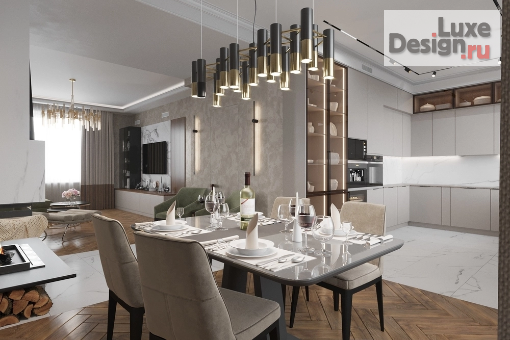 Дизайн интерьера таунхауса "Визуализация кухни - гостиной в таунхаусе" (фото 1)