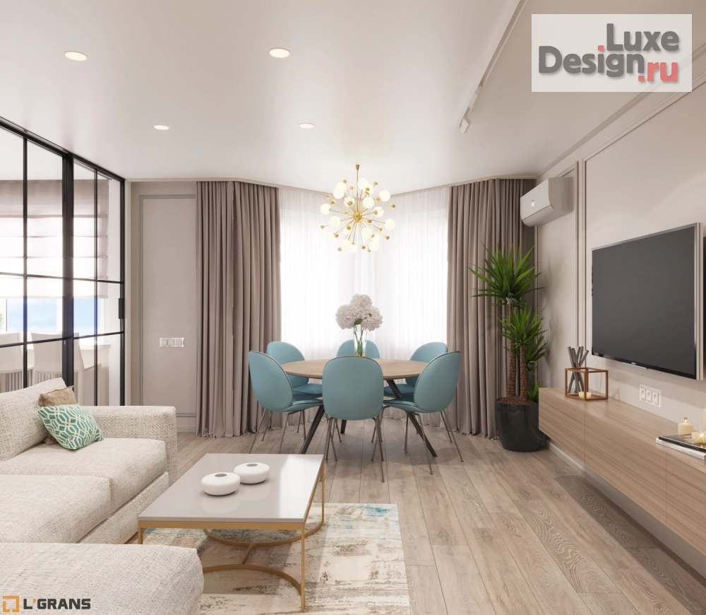 Дизайн интерьера четырехкомнатной квартиры "Дизайн проект интерьера квартиры по улице Льва Толстого в Хабаровске" (фото 2)