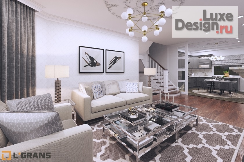 Дизайн интерьера коттеджа "Дизайн интерьера 1 этажа коттеджа в п. Ракитное " (фото 4)