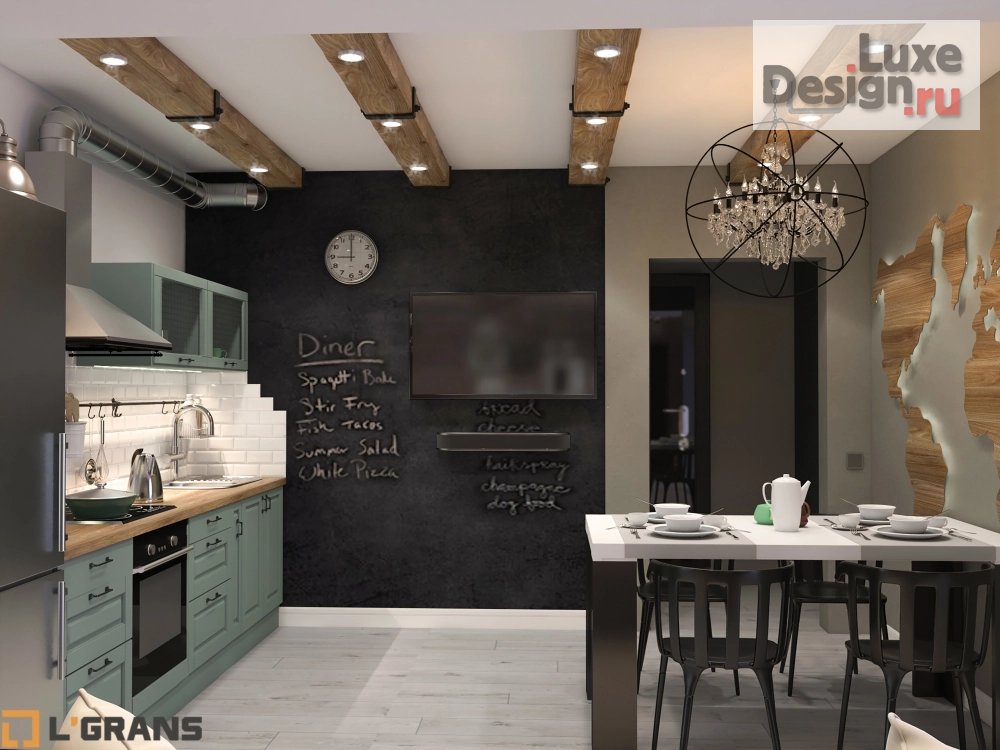 Дизайн интерьера кухни "Дизайн интерьера кухни-гостиной по ул. Демьяна Бедного, 14 в Хабаровске" (фото 3)